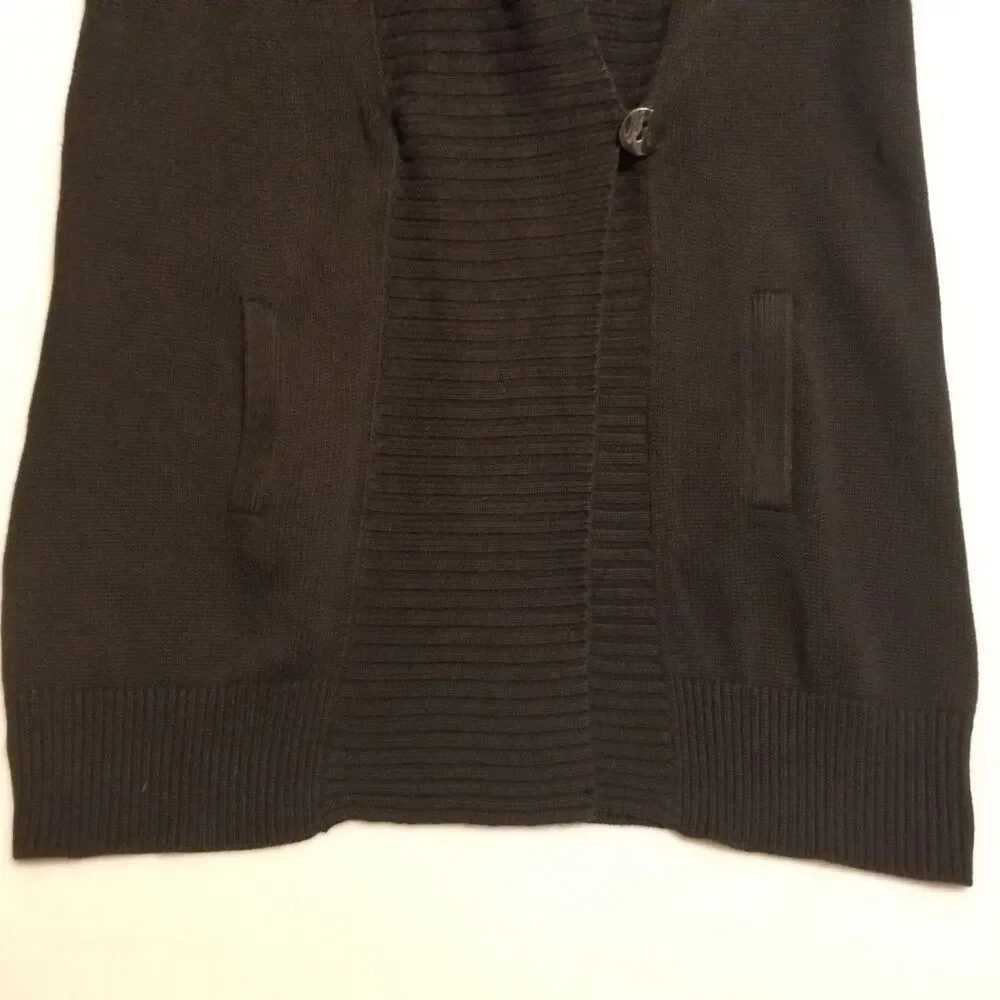 Chicos 3 (XL) Cardigan Black Sleeveless Pockets Knit Academia Office Lagenlook